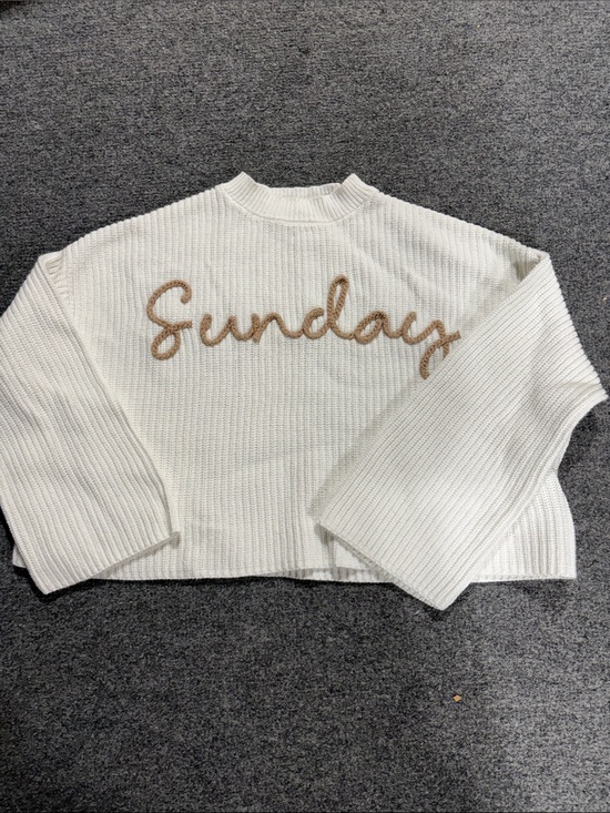 moon & madison Sweaters - moon & madison Cream Knit 'Sunday' Script Sweater